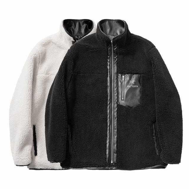 供 超级保暖 鸟家秋冬新款保暖男女情侣冰岛绒夹克外套 pu皮拼接 外层是超柔软的冰岛绒 蛮厚实的，但是一点不笨重， 轻便的 保暖性抗风性不比一件厚棉衣差 名副其