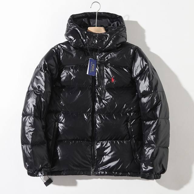 顶级版本区别通货 细节官网1:1，二维码扫可进官网 24Ss冬季新款 Ralph Lauren 拉夫劳伦 亮面漆皮面料 冬Gorham羽绒夹克可拆卸帽羽绒服防风
