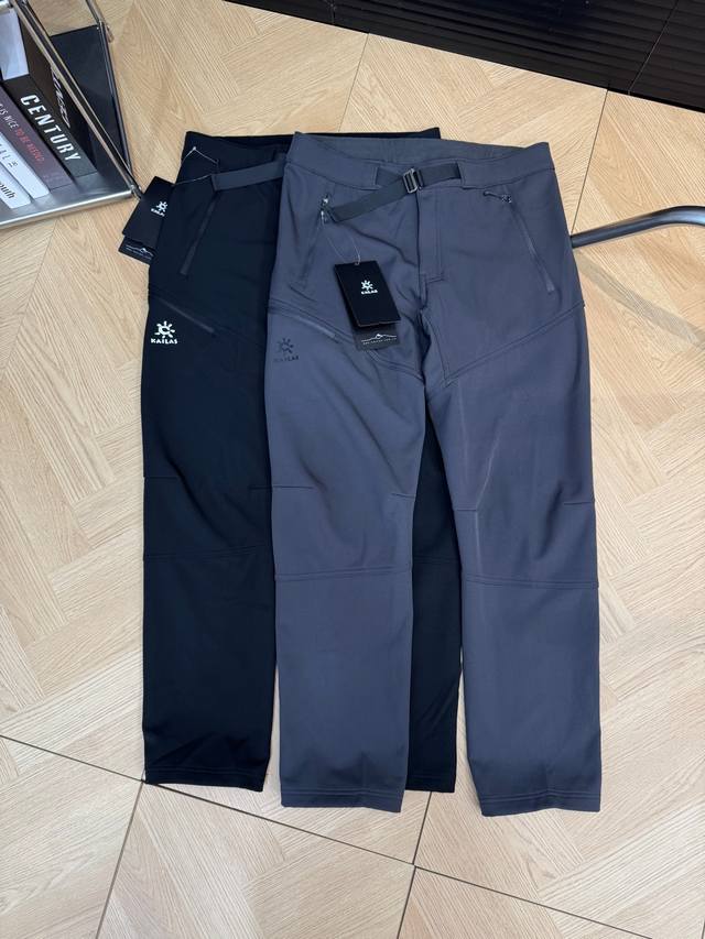 供 颜色：黑色 灰色 尺码：M到3Xl Kailas凯乐石T9 加绒耐磨版 快干锁温软壳裤秋冬防泼Cordura户外登山徒步男 线上1000+ 定织户外高端防水