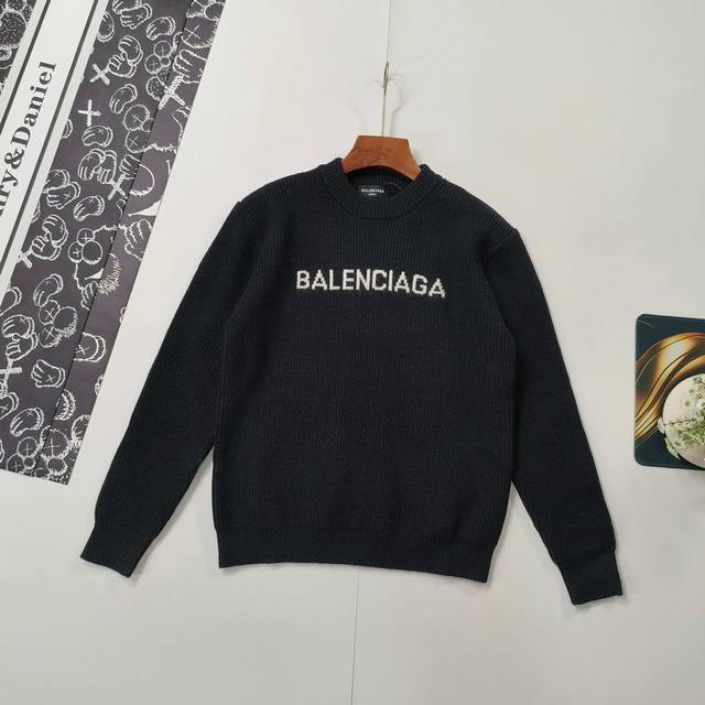 尺码S-L尺码偏小 Balenciaga巴黎世家毛衣 秋冬装经典款字母Logo圆领毛衣加厚针织衫 顶级复刻版本 购入原版开模打造，全套定制辅料，细节决定成败。