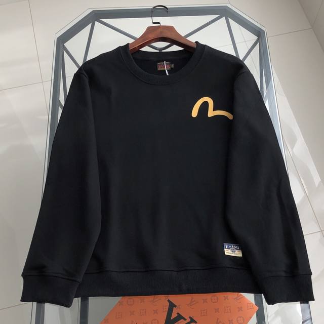 Evisu福神卫衣2025新款小M海鸥复古车印花休闲圆领宽松长袖套头衫 颜色 ：黑色 白色 尺码 ：S ～ Xxl S码 肩宽46.5 胸围106 衣长68 适