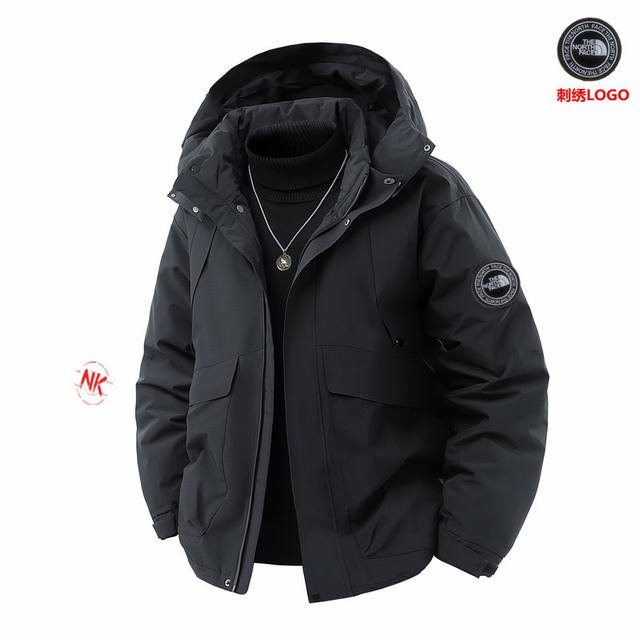 刺绣Logo 90白鸭绒 北面The North Face白鸭绒羽绒服 短款上衣外套渐变色拼接撞色男女款连帽羽绒服！羽绒服男女同款情侣款短款连帽雪山渐变色，轻薄