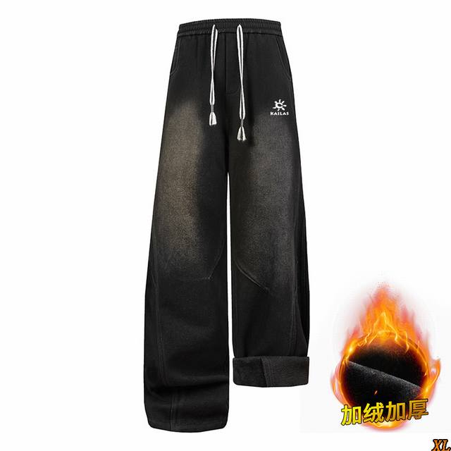 Kailas凯乐石 独家实拍上新冬季高品质加绒加厚牛仔裤宽松松紧腰弯刀牛仔裤水洗长裤，本季主打，货源充足，放心主推，高端品质，经典设计，做工出色，经典百搭，上身