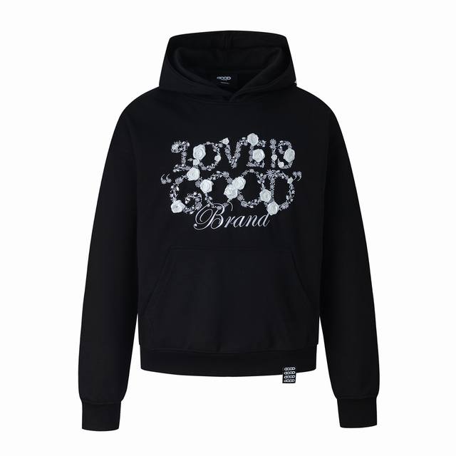 Goodbrand25Fw花香鸟语连帽卫衣 男女同款 黑色 S-Xl