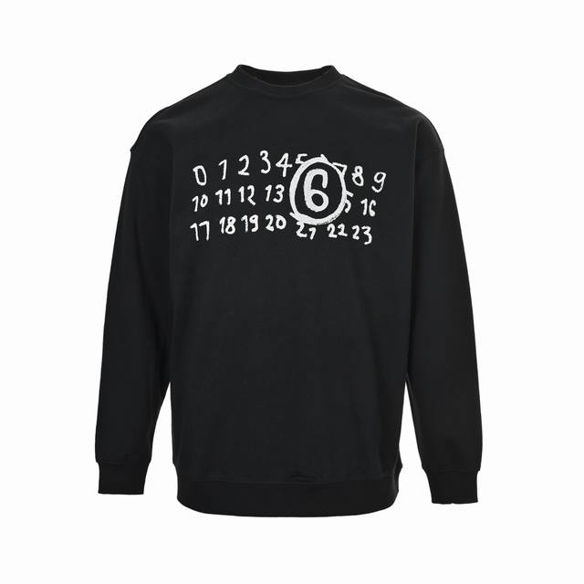 Maison Margiela 马吉拉 数字印花圆领卫衣 颜色：黑色 穿着方式：圆领 面料：棉 男女同款 Size:S-Xl