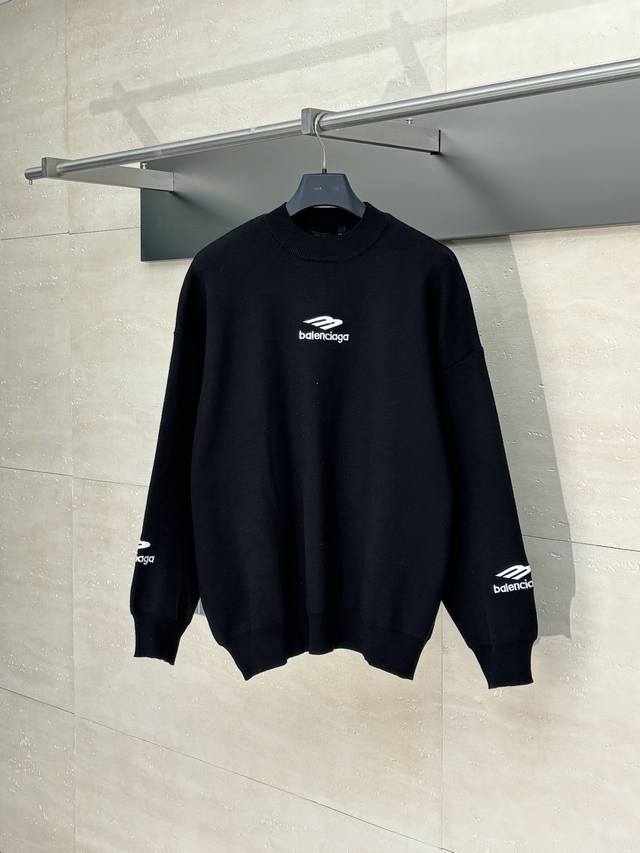 Balenciag* Blcg巴黎 24Fw 3B刺绣圆领毛衣 原14,300购入，Ski滑雪限定系列。衣整体采用95%羊毛加1%氨纶4%锦纶毛纱织造，由巴黎毛