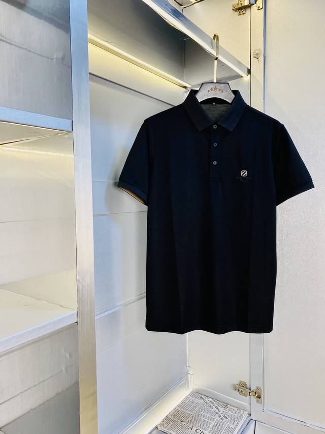 原单货可穿210斤 杰尼亚Zegna 原单品质 2025最新款 男装翻领短袖T恤 高级印花做工！精选专柜订制顶级双丝光珠地棉进口面料 所有细节做工完美1比1复刻