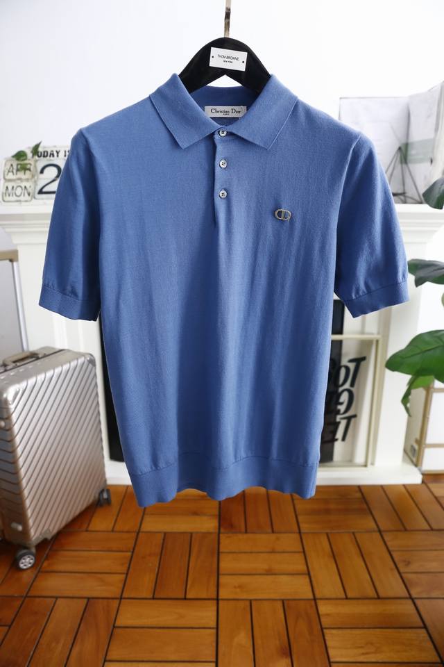 迪奥 Christian Di*R. 2025夏季新品男士针织短袖时尚经典翻领设计！高级定制百搭款式 任何人都可以轻松驾驭 采用高档针织面料！奢华经典品牌Log