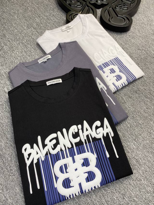 Balenciaga巴黎世家 2025Ss春夏高品质丝光棉短袖T恤 M-6Xl可穿至230斤 顶级原单品质，当下最新工艺要求，顶级订单要求车线做工，超级好搭配，