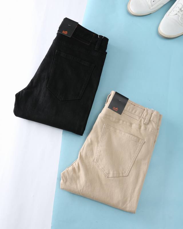 He爱玛* 2025Ss春季新款，男士内腰皮标装饰斜纹棉简约弹力牛仔裤！贸易公司渠道稀出，领先Gw发售！自意大利顶级奢侈品牌，它的每一件产品均流露出华贵典雅的传