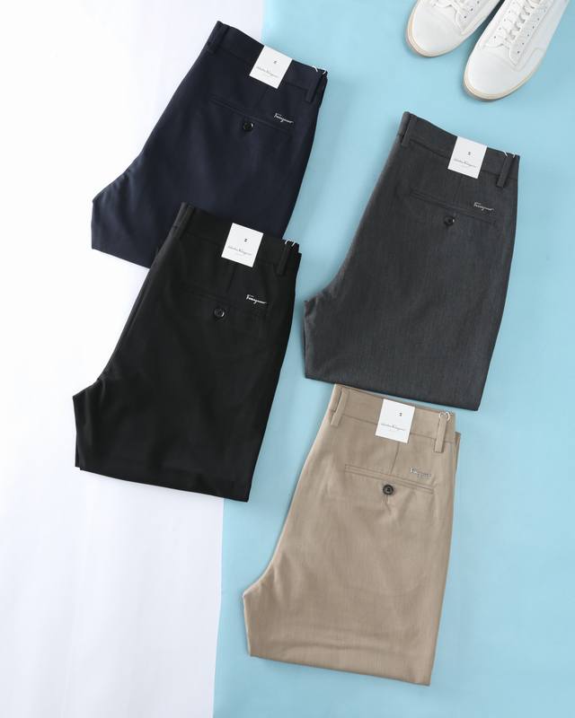 Fel菲*格幕 2025Ss早春新款，男士经典马蹄刺绣徽标基础款纯色商务休闲裤！贸易公司渠货源，高端奢侈系列，纯正血统臻品，官柜同步主推售卖！！因经典而生，每季