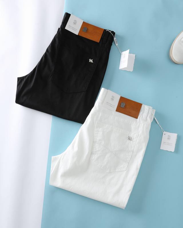 Brunello C 25Ss春夏新款精纺斜纹棉五口袋休闲裤，男士经典飞马金属标签商务休闲弹力牛仔裤！贸易公司渠道稀出，同步Gw发售！Bc家基础商务休闲五口袋弹