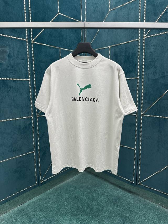 巴黎 25Ss新款巴黎联名puma 彪马 字母印花圆领 宽松版型 T恤 高版本 码数：S.M.L.