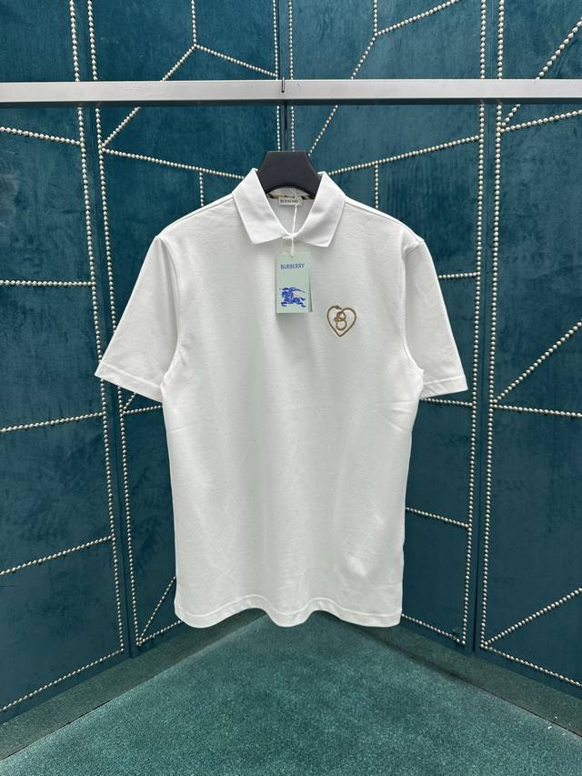 巴宝莉 25Ss新款心形字母B图案棉质polo衫 男款 高版本 码数：S.M.L.Xl.