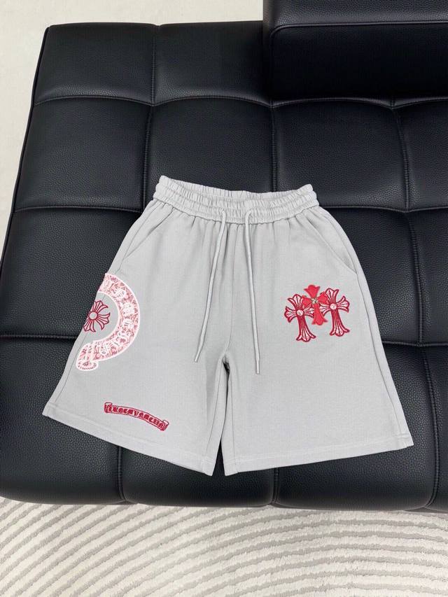 裤子 Chrome Hearte 克罗心 Ch 25Ss早春新款 套装 十字架马蹄克罗心梵文 立体贴布秀工艺拼皮工艺，纯棉双纱汗布面料，同缸定染特种加粗32支双