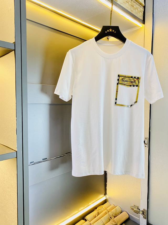 穿130斤 胖子福音 情侣款 码数：M-6Xl 巴宝莉Burberry 原单品质 2025最新款 男装短袖T恤 衣服 精选专柜订制顶级丝光棉进口面料 所有细节做