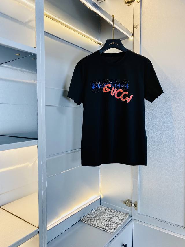 穿130斤 胖子福音 情侣款 码数：M-6Xl 古奇Gucci 原单品质 2025最新款 男装短袖T恤 衣服 精选专柜订制顶级丝光棉进口面料 所有细节做工完美1