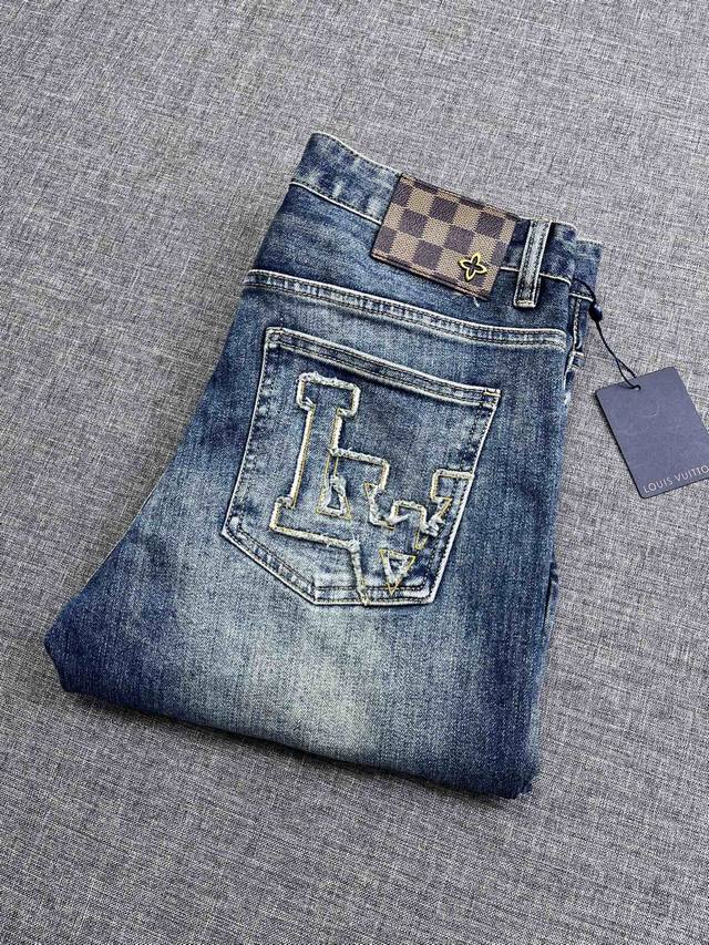 驴牌1V家男士2025新款休闲牛仔裤，重磅白金级臻品，G柜同渠道订单，7K+！秋冬新品，官宣画册海报穿搭款！ 客供高级丹宁原色面料，重磅环保植物酵素水洗工艺，肌