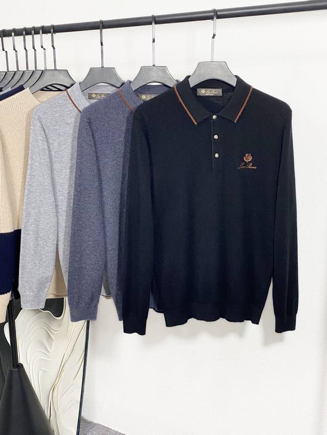 新品 Lfw秋冬新款羊绒羊毛纱线针织翻领毛衣！经典字母Logo标识刺绣休闲套头毛衣针织衫！贸易公司渠道稀出，同步官网发售！经典极简风基础毛衣，越简单越高级的设定