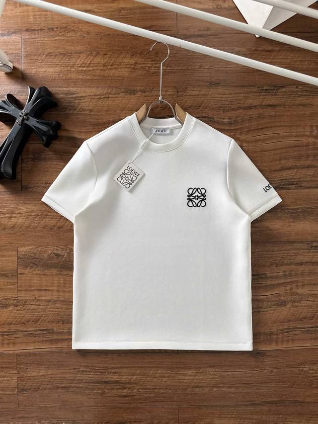 Loe#We 罗意威 2025秋冬太空棉字母刺绣Logo时尚百搭打底圆领短袖衫，精致工艺面料，顶级元素融合打造，经典短袖3标齐全，潮男时尚，无论是上身舒适度还是