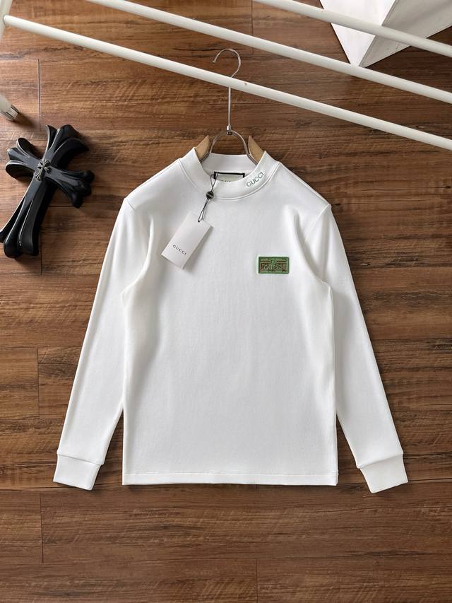 古奇 Gucci 2025秋冬专柜新款 时尚休闲打底衫长袖T恤，精选进口高密度双面拉架棉面料，精致原版Logo打造，舒适性与透气性兼优，柔软抗皱弹性和垂性极佳，