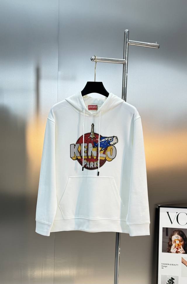 Kenzo25S新款连帽卫衣，重磅天丝棉质面料，柔软又保暖，秋冬穿超合适颜色：黑色.白色.码数：M-3Xl微扩版型！ 175 145斤建议L