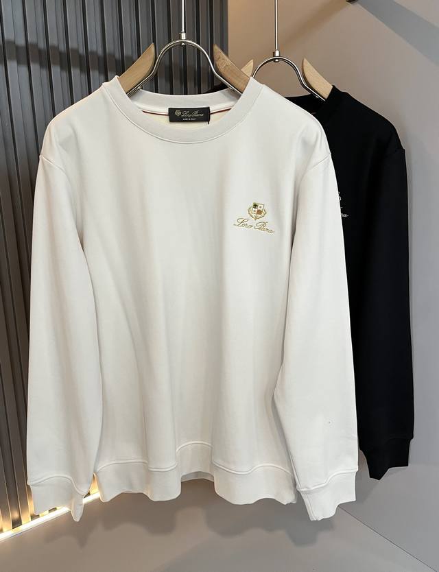 Loro piana诺悠翩雅 加绒款！2025秋冬新品男士卫衣，外贸公司订单！胸前Logo图案刺绣设计！客供婴儿绒棉材质，经典的专有织物之一！ 质地轻盈、触感又