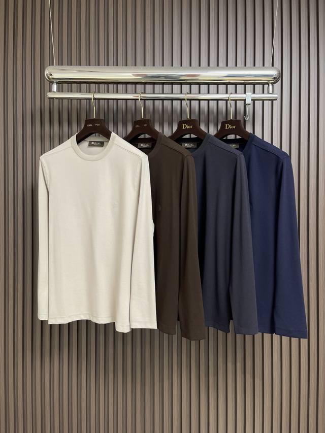 Lp Loropiana 2025Ss秋冬新款长袖T恤打底衫，全品相！工艺采用胸前Logo 设计！上身舒适透气，不僵硬，整体有着丰富的立体感，品质出口订单，定制