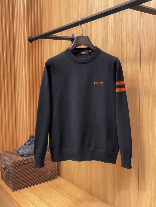 Zegna杰尼亚 秋冬经典圆领套头羊毛衫，全品相！！！羊毛混纺面料，2025最新款 黄金比例！！修身款软黄金 百搭实用型的单品，搭配及实用性强大到天际，简洁大方