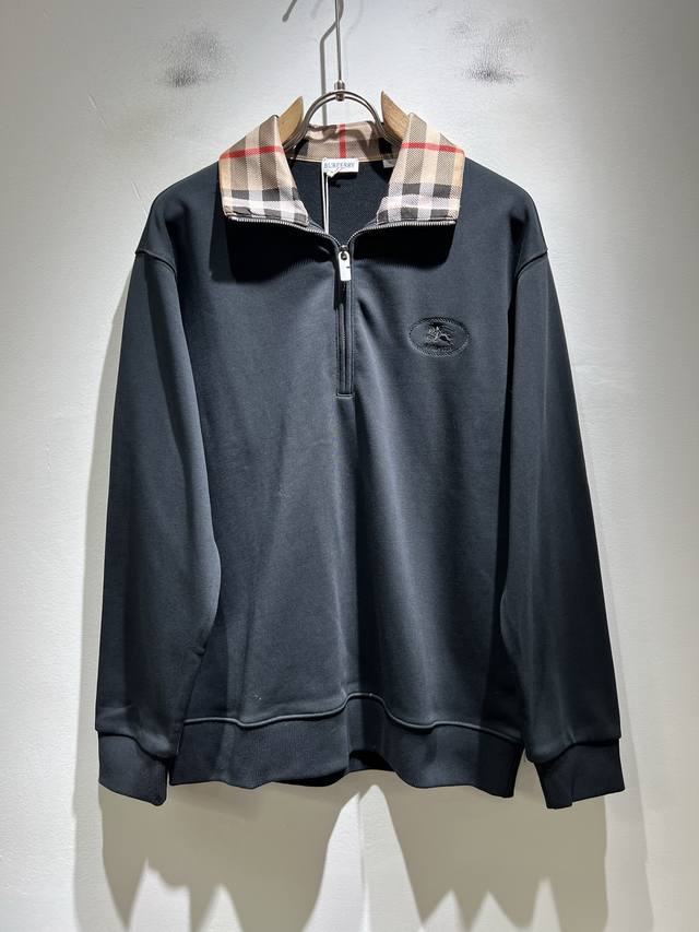 Burber*Y巴*莉 2025秋冬新款男女同款基础休闲百搭棉质卫衣，男女同款卫衣！贸易公司渠道稀出，同步官网发售！衣身Logo刺绣设计！带有一种清爽又干净的感