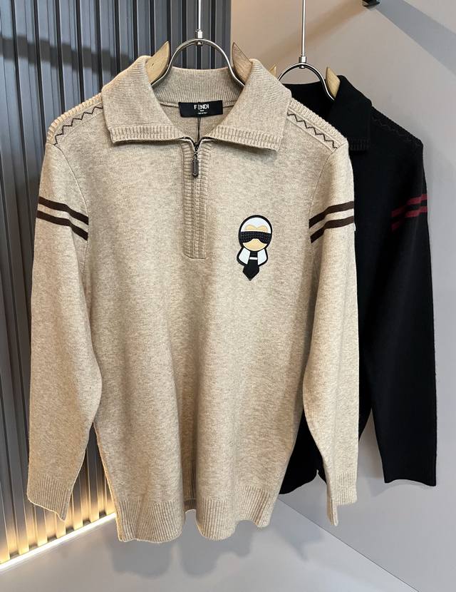 Fen*I 芬*迪2025秋冬新款Fd家族男女同款拉链款高领针织羊毛开衫，男女同款百搭。意大利原厂订单，Fd家族人气单品，代表性十足，规格感十足的精品，所有Fd