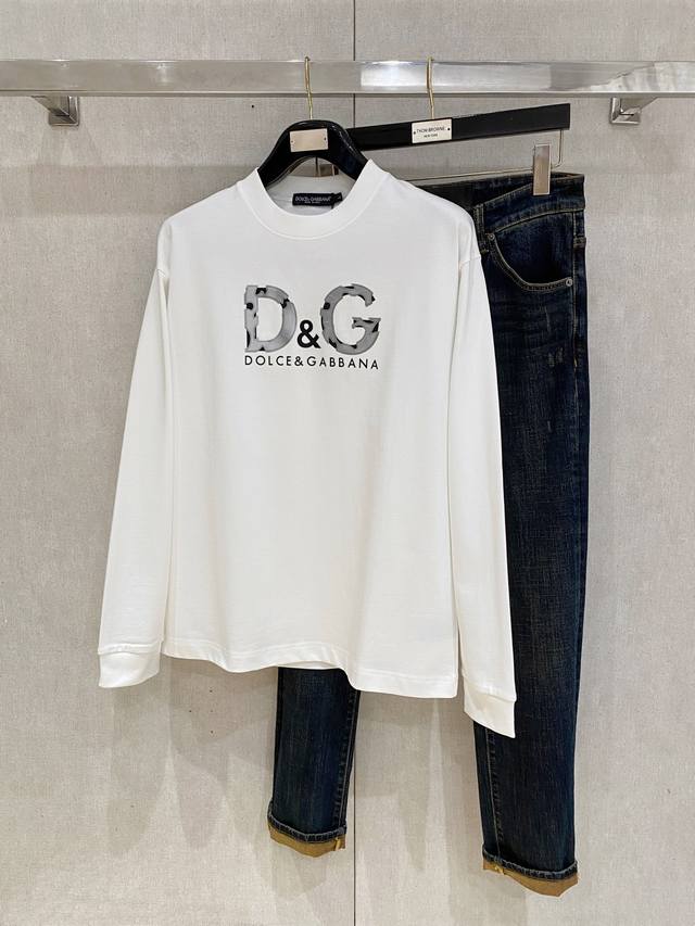 Dg高端定制 2025秋冬新款首发专柜最新款长袖打底单穿400克纯棉重工凹凸图案设计 领子袖子螺纹设计 高端订制 设计前卫时尚！品牌Logo重工艺设计 高端定制