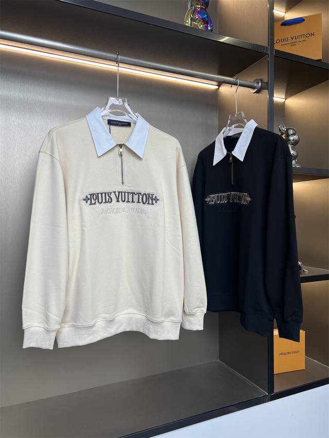 8329# 25早秋棉质半拉链字楼Logo卫衣 高密进口工艺刺绣 原版开模五金扣金属拉链 尺码S M Lxl