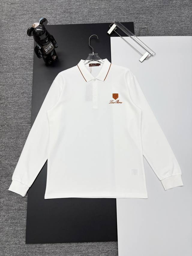 Loro piana 乐罗皮亚纳 新款刺绣长袖polo衫 原版面料 官方同款 采用250克纯棉珠地面料，定制 同缸染面料 手感非常舒服爽滑 版型挺阔有型 一线品