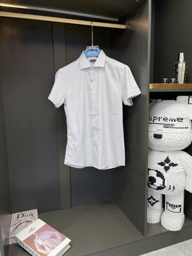 杰尼亚 Zeg*A. 百搭臻品系列产品！高端定制高支棉面料商务休闲短袖衬衫 春夏新款男士学院风格子短袖衬衫，顶级洋行渠道货，纯正血统品质，25年春夏新品，口碑化