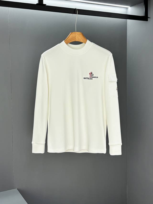 Moncler 25Ss秋季 新品 新款贸易订单圆领长袖打底衫长袖T恤网红款！上身舒适透气，不僵硬，整体有着丰富的立体感，品质出口订单，满足通勤人们对于着装的简