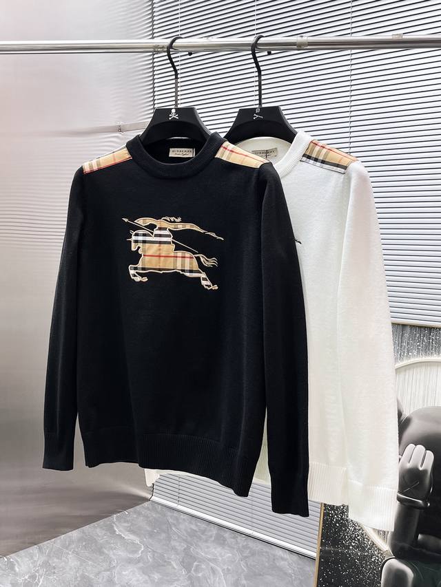 巴宝莉 Burberry 2025Ss新款 羊毛混纺 圆领 长袖 毛衣 羊毛衫 打底衫，高端版本！专柜定制面料 透气舒适度高，细节无可挑剔，品牌元素设计理念，体