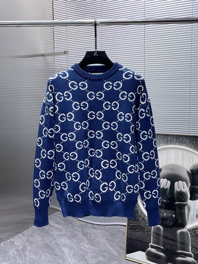 古奇 Gucci 顶级版本 2025Ss早秋新款 羊毛混纺 圆领 长袖 毛衣 羊毛衫 打底衫，高端版本！专柜定制面料 透气舒适度高，细节无可挑剔，品牌元素设计理