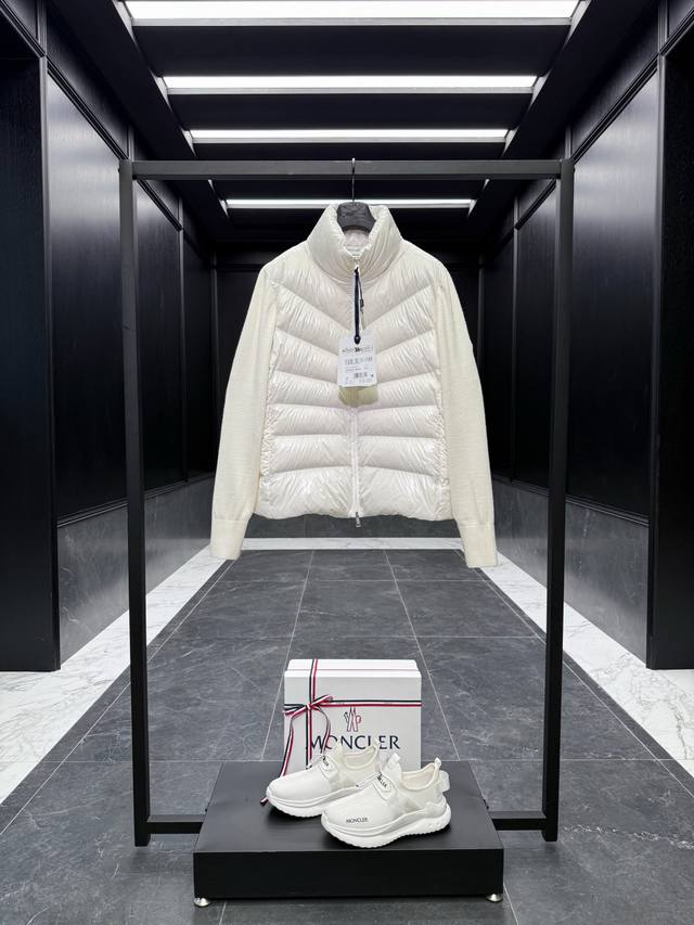 特级羽绒Moncler Cardigan Tricot140女士羽绒加衬立领羊毛开衫.2025最新原版购入开发修正.吊打一切市面看图打版版本.市面版本面料 门襟