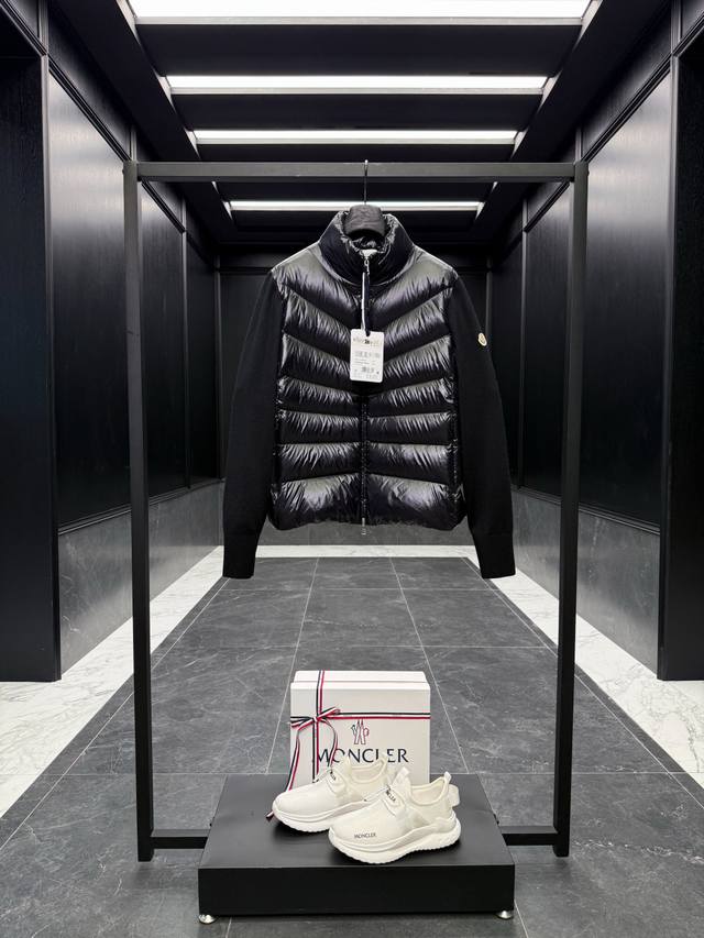 特级羽绒Moncler Cardigan Tricot140女士羽绒加衬立领羊毛开衫.2025最新原版购入开发修正.吊打一切市面看图打版版本.市面版本面料 门襟
