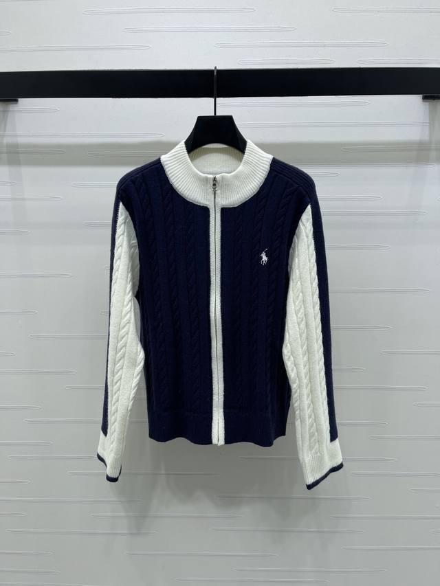 上新原单高端品质 Ralph Lauren polo* 2025秋冬最新系列！拼色立领棒球开衫！定制羊毛纱线织造，棒球式外套版型，成衣拉链全开襟，以弹力坑条螺纹