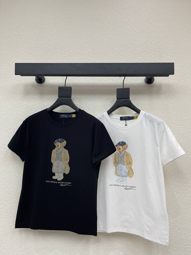 Ralph Laure*拉夫*polo小熊印花短袖T恤 采用棉材质 面料柔软舒适 小熊印花工艺 二维码可扫 高品质 直筒版型 百搭不挑人 任何身形都可以驾驭 S