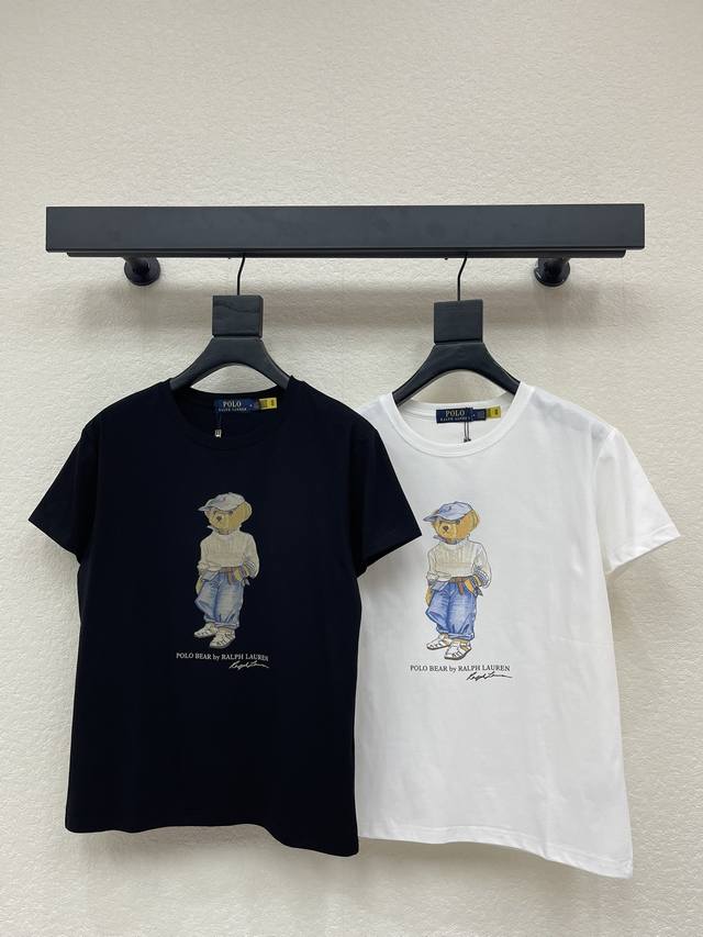 Ralph Laure*拉夫*polo小熊毛衣印花短袖T恤 采用棉材质 面料柔软舒适 小熊印花工艺 二维码可扫 高品质 直筒版型 百搭不挑人 任何身形都可以驾驭