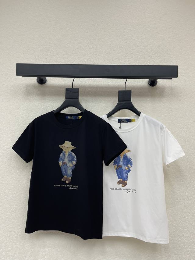 Ralph Laure*拉夫*polo小熊牛仔印花短袖T恤 采用棉材质 面料柔软舒适 小熊印花工艺 二维码可扫 高品质 直筒版型 百搭不挑人 任何身形都可以驾驭