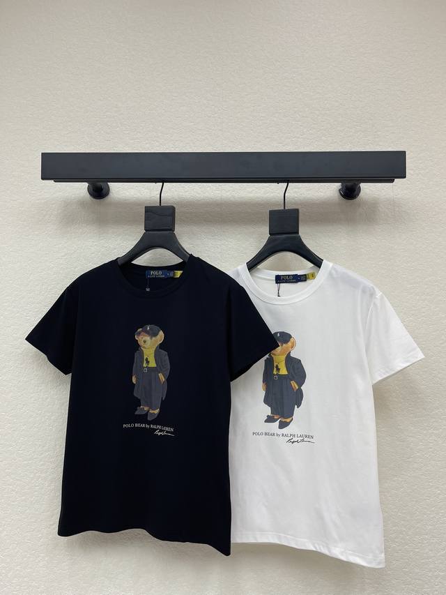 Ralph Laure*拉夫*polo西装小熊印花短袖T恤 采用棉材质 面料柔软舒适 小熊印花工艺 二维码可扫 高品质 直筒版型 百搭不挑人 任何身形都可以驾驭