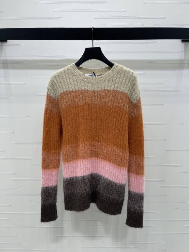 上新原单高端品质 Fend* 2025秋冬最新系列！新款 渐变条纹针织长袖 Logo图案修饰点缀 系列款出货 上身高级氛围感 1个色！S-M-L3码！高品质大货