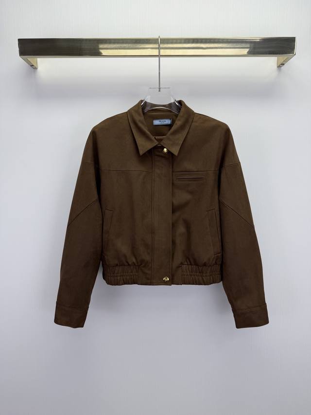 prad* 25Ss秋冬新款老钱风复古小夹克 高级定制系列 字母定制纽扣 两色三码Sml B808p.