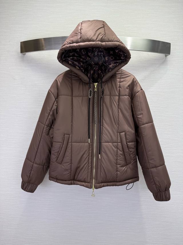 Louis Vuitto* 25Ss秋冬新款连帽棉服外套 老花图案印花里 高品质 两色三码Smlb808p.