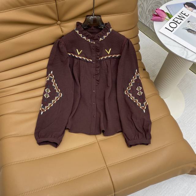 Va★ Fw 重工定位刺绣木耳花立领设计衬衣 复古民族风 高级面料，颜色:图片色，面料:刺绣人丝面料 Smlxl .