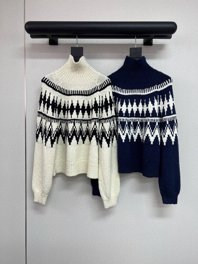 高品质Di*R 2025滑雪Alps系列 这个系列真的太好看了 与雪季无限适配～ 粗线定制混色纱线 拼色菱格纹撞色设计 宽松廓形真的超级包容 面料软软糯糯又厚实